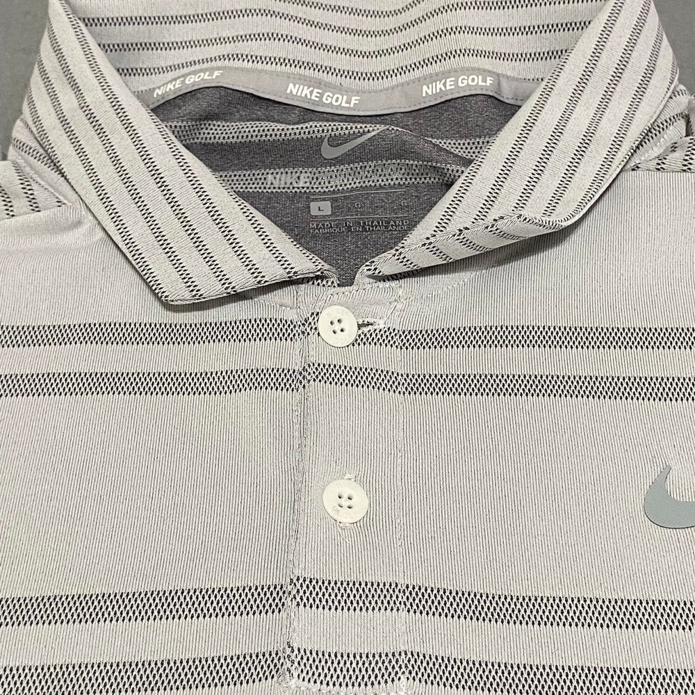 Nike Golf Tiger Woods Zonal Cooling Striped Polo Shirt Grey AA2884-100 Mens L - Picture 4 of 8